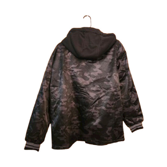 Members Only Men's Twill Coach Jacket with hood Color grey/camo Size Medium - Picture 2 of 6